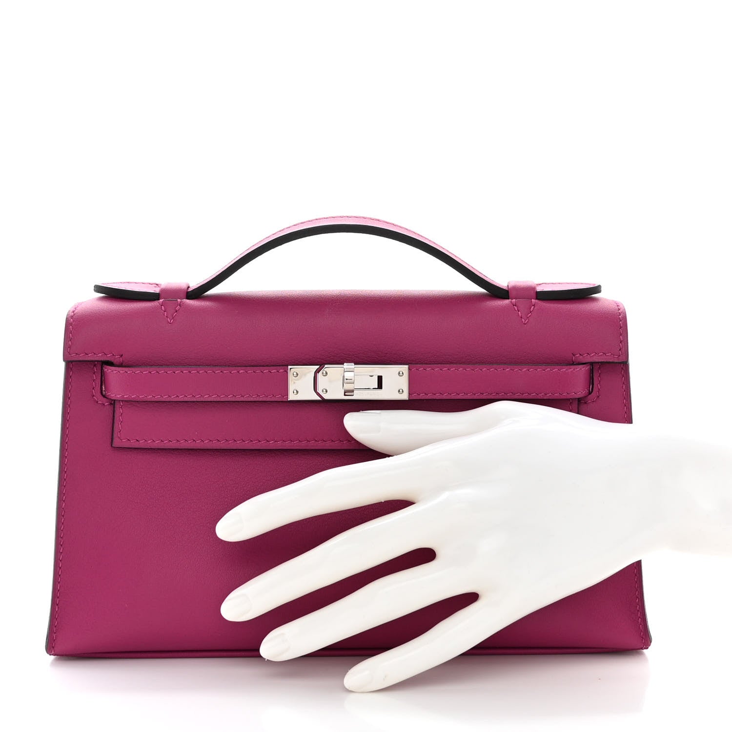 Hermes Swift Kelly Pochette Clutch Rose Pourpre 2 of 10