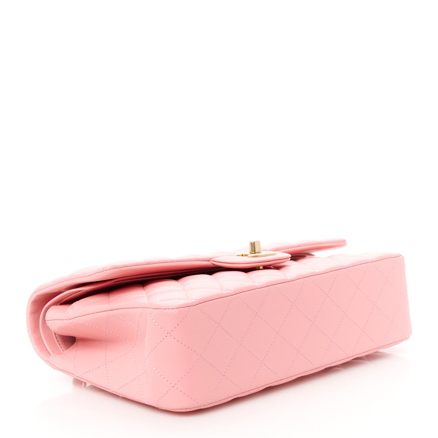 Lambskin Quilted Medium Double Flap Rose Pink