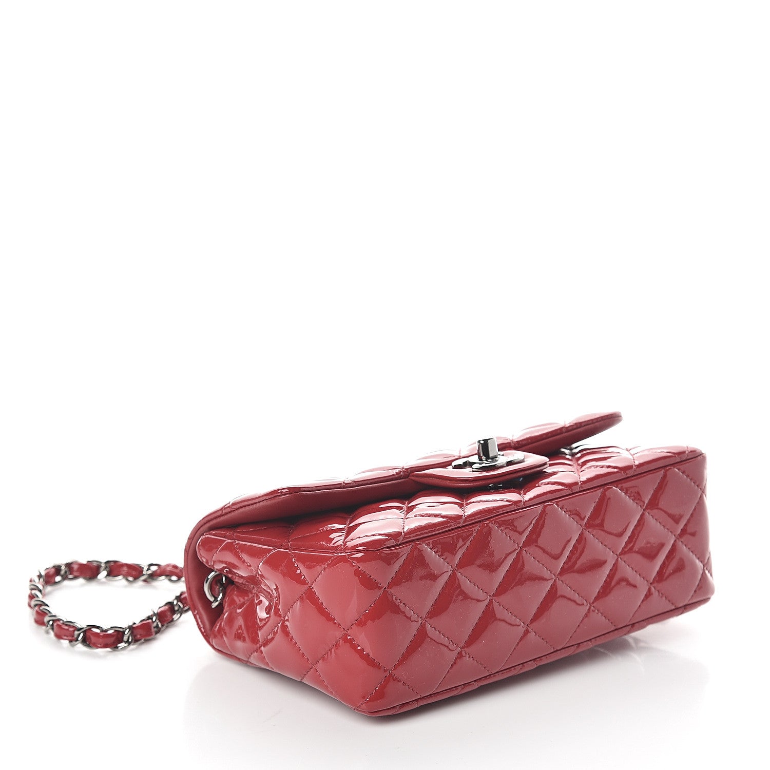 Chanel Patent Calfskin Quilted Mini Rectangular Flap Red 3 of 8