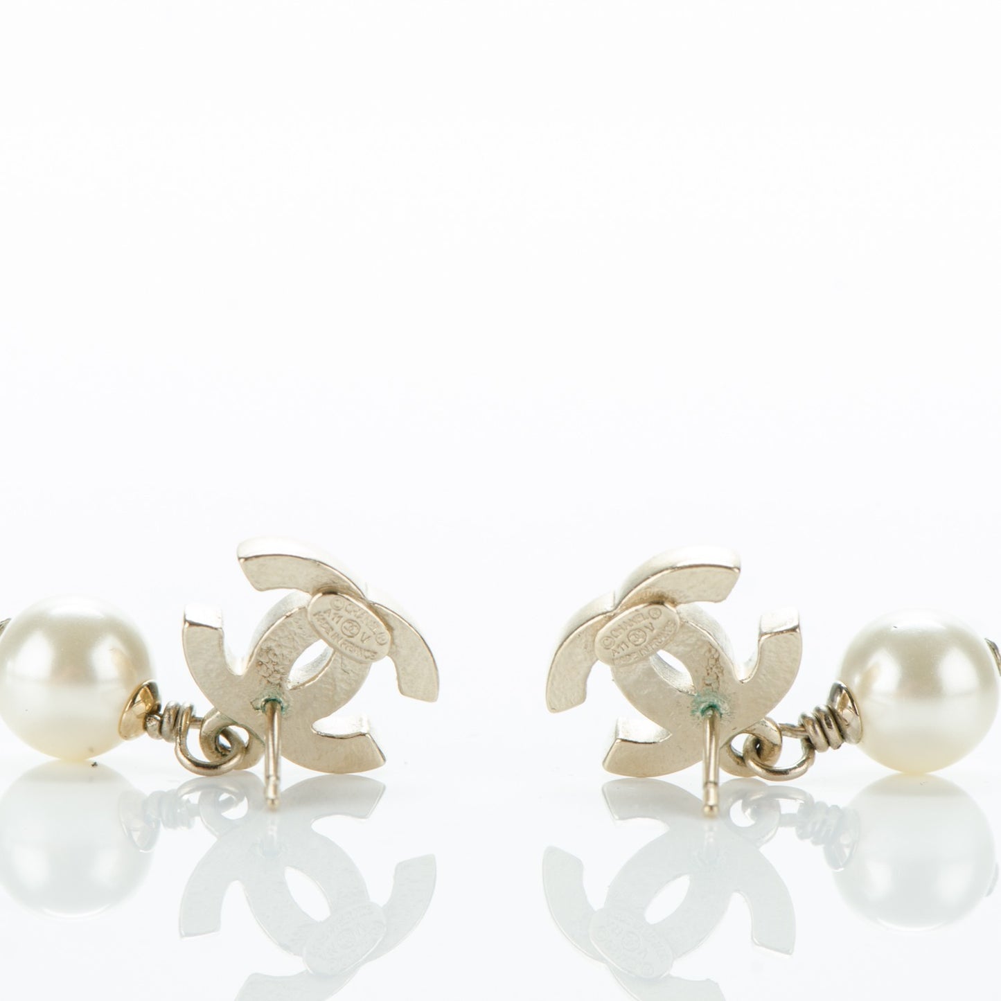Pearl CC Drop Earrings Gold