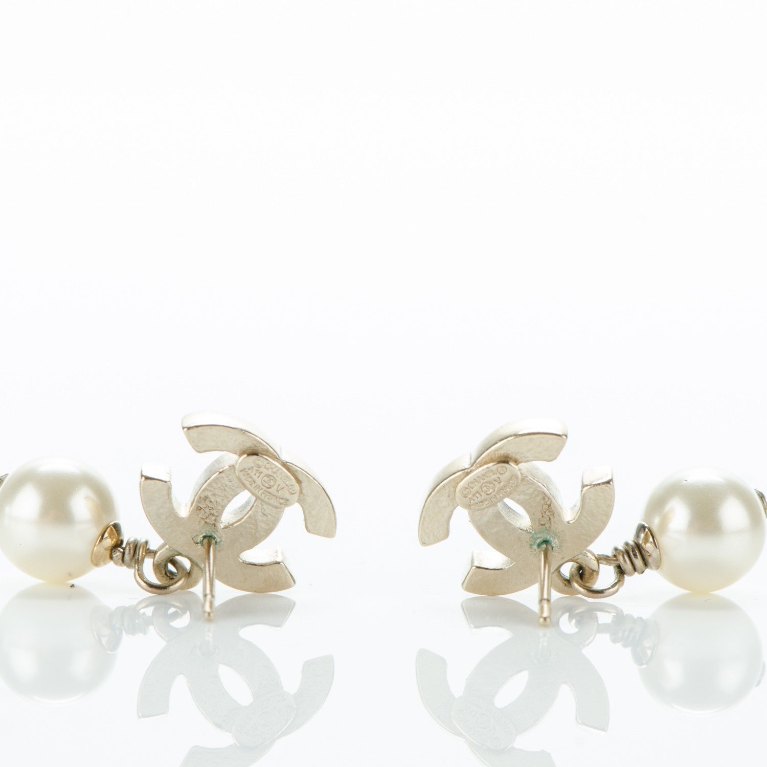 Chanel Pearl CC Drop Earrings Gold 3 of 4