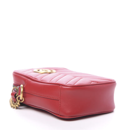 Gucci Calfskin Matelasse Mini GG Marmont Crossbody Bag Hibiscus Red 4 of 12