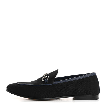 Gucci Canvas Horsebit Mens Jordaan Loafers 10.5 Black Blue Agata 1 of 13