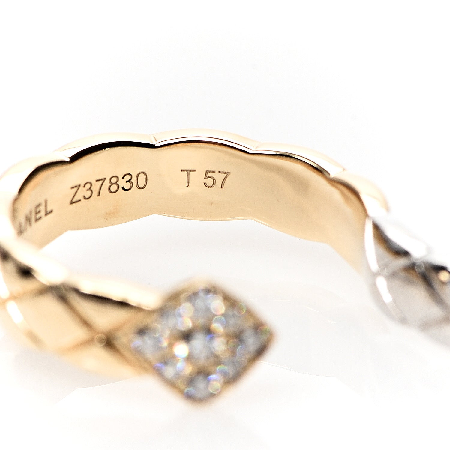 Chanel 18K Yellow White Gold Diamond Coco Crush Two Finger Ring 5 of 6