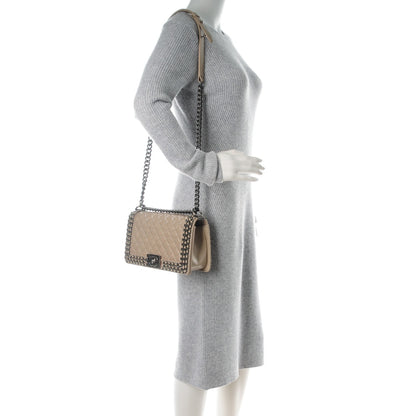 Chanel Glazed Calfskin Quilted Medium Boy Chained Flap Beige 2 of 10