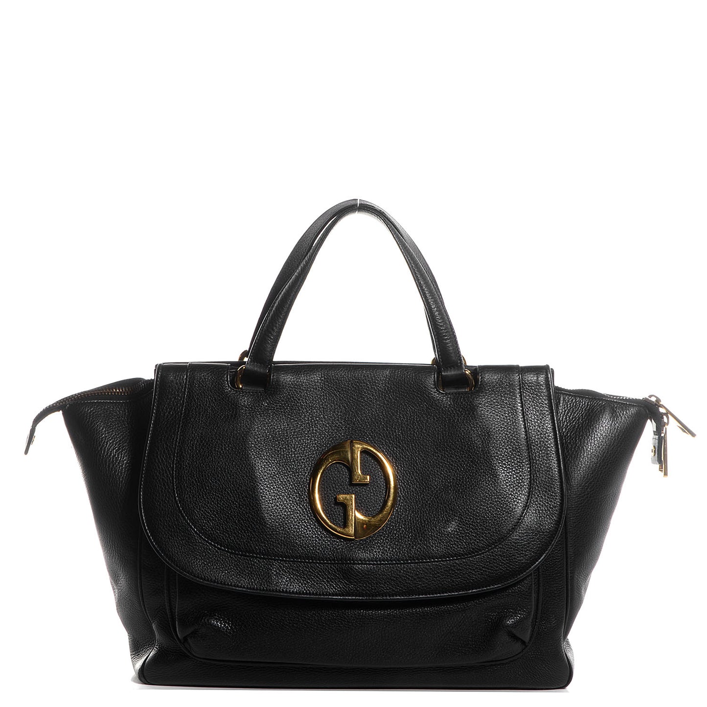 Pebbled Calfskin Medium 1973 Top Handle Satchel Black