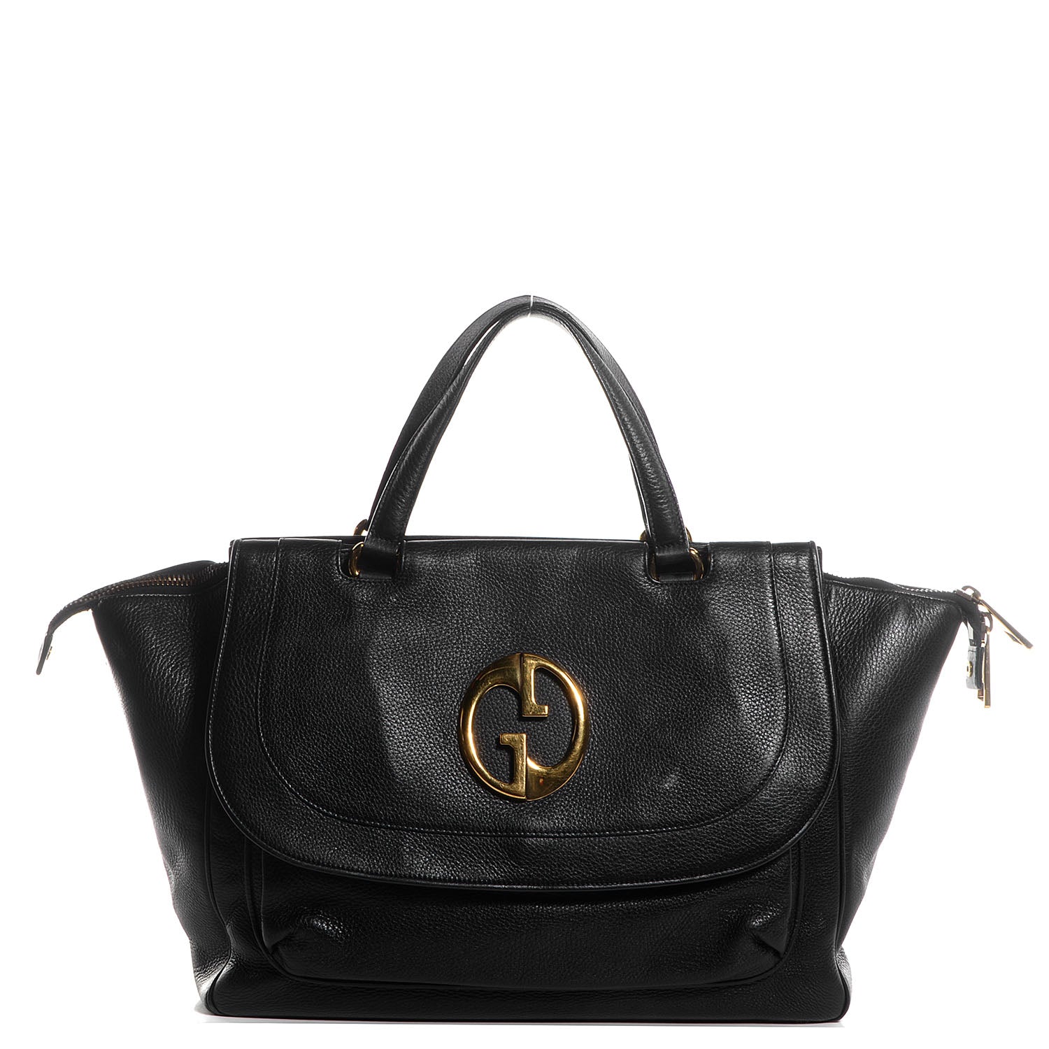 Gucci Pebbled Calfskin Medium 1973 Top Handle Satchel Black 1 of 7