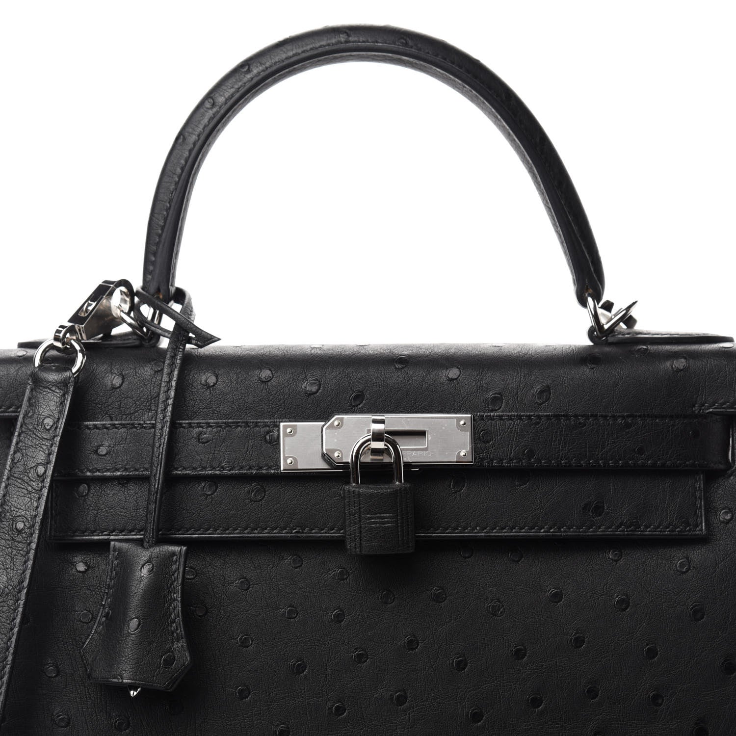 Hermes Ostrich Kelly Sellier 28 Black 10 of 11