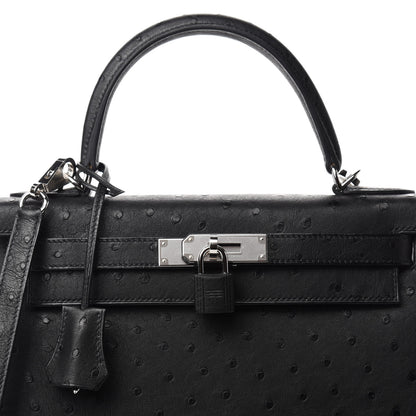 Hermes Ostrich Kelly Sellier 28 Black 10 of 11