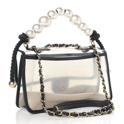 Chanel Lambskin PVC Sand By The Sea Flap With Pearl Strap Black 3 of 11