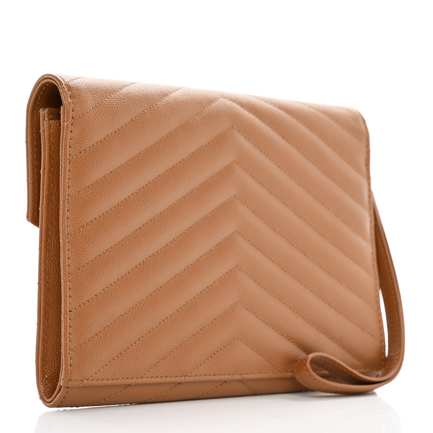 Saint Laurent Grain De Poudre Matelasse Chevron Monogram Cassandre Flap Pouch Natural Dark 3 of 8