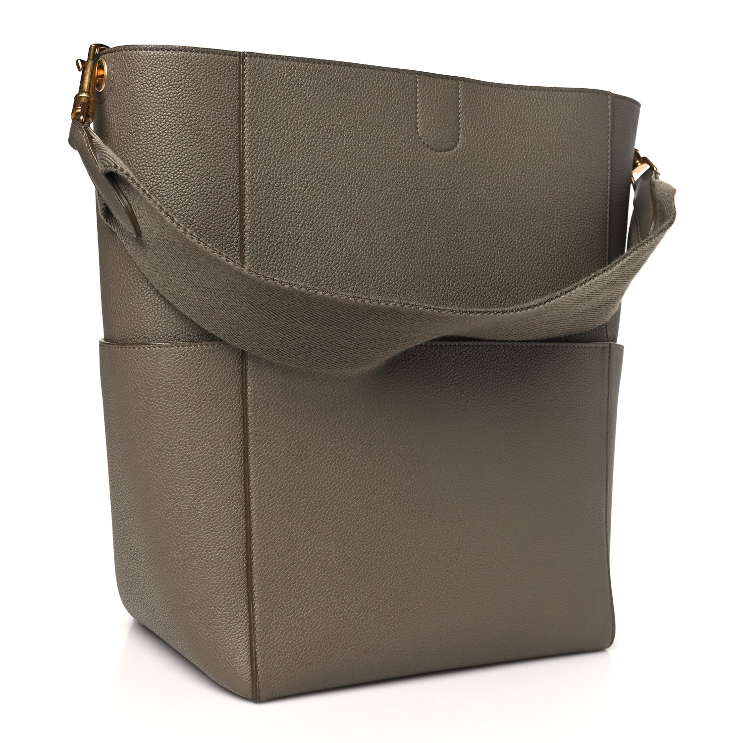 Celine Soft Grained Calfskin Sangle Bucket Bag Taupe 3 of 10