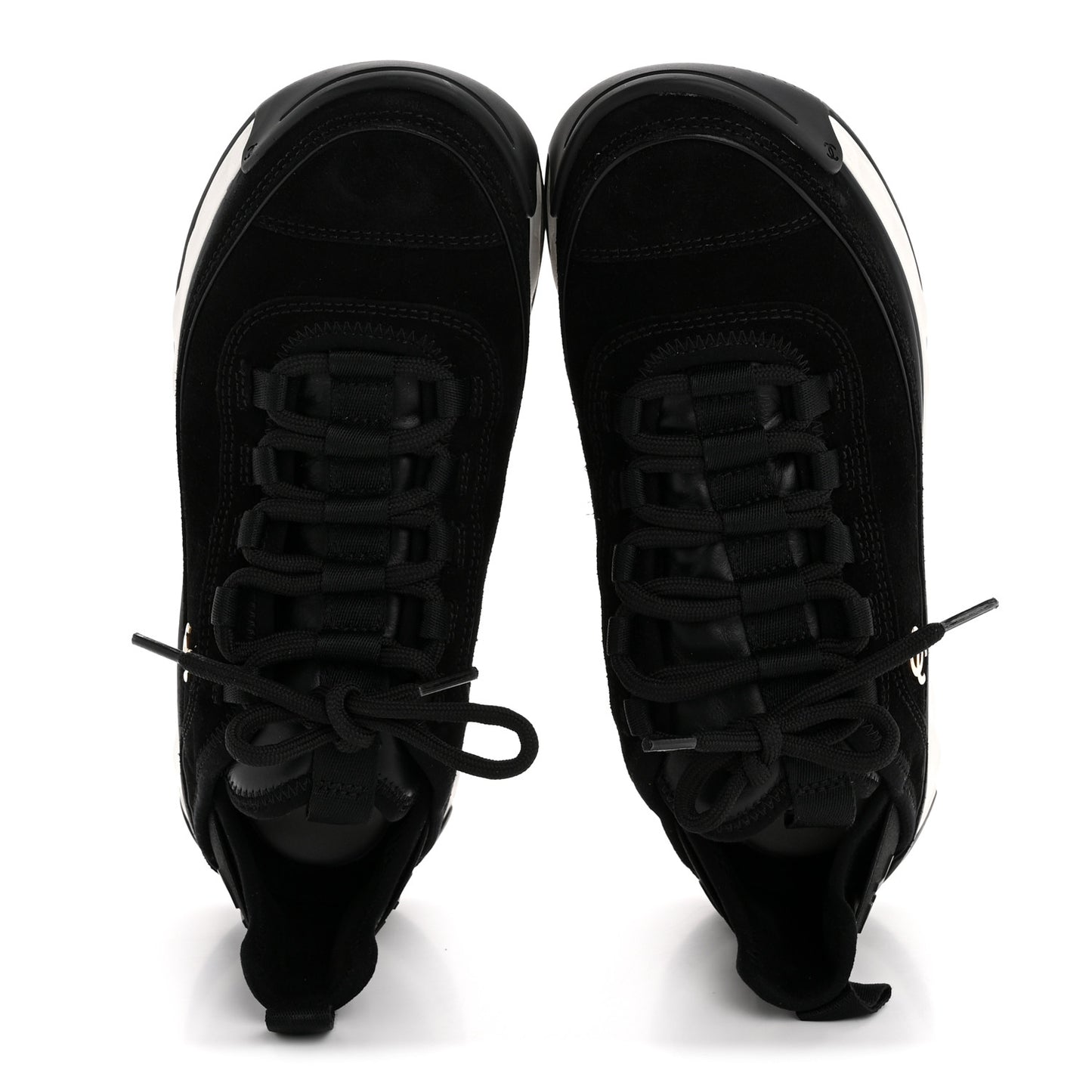 Suede Calfskin Nylon Grosgrain CC Sneakers 38 Black