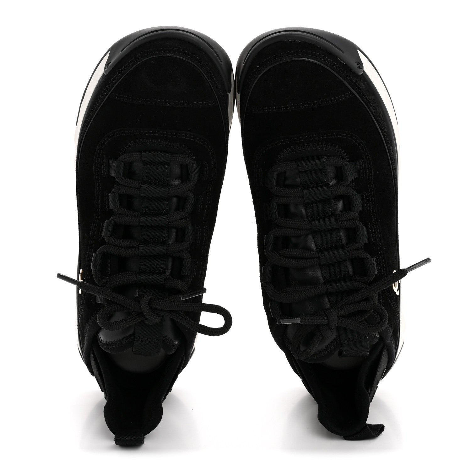 Chanel Suede Calfskin Nylon Grosgrain CC Sneakers 38 Black 2 of 10