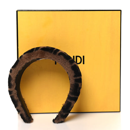 Fendi Shearling FF Logo Headband Tobacco 5 of 5