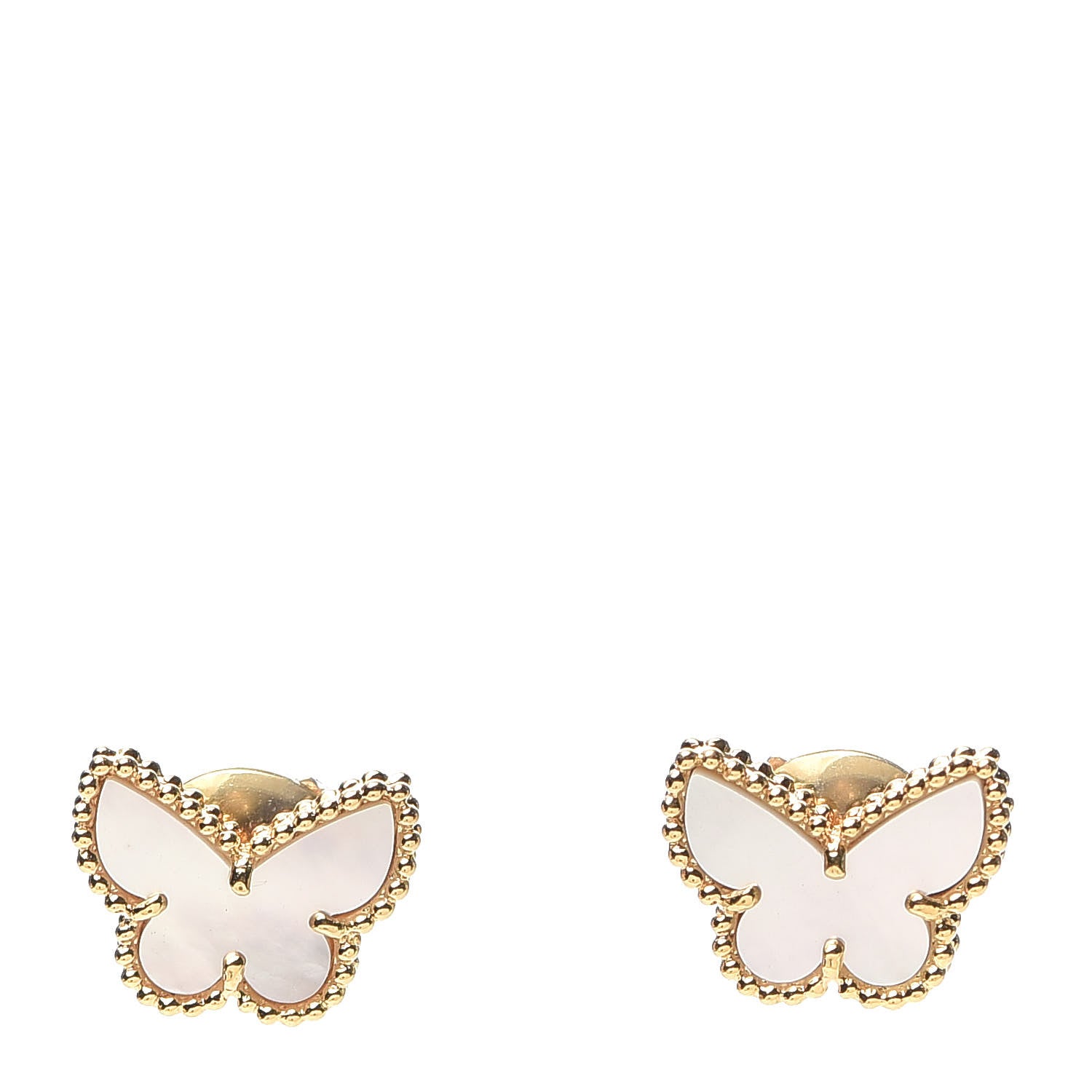 Van Cleef & Arpels 18K Yellow Gold Mother of Pearl Sweet Alhambra Butterfly Earrings 1 of 7