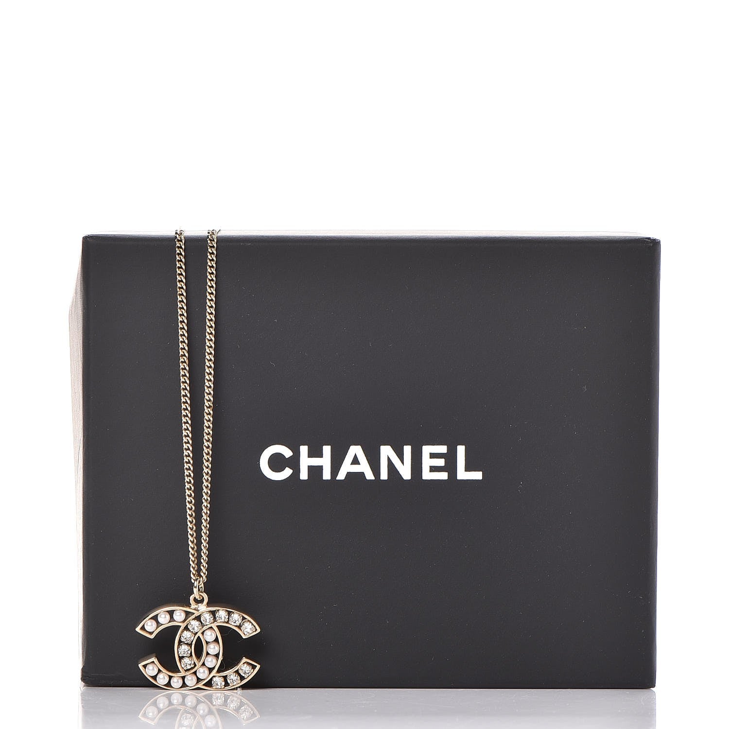 Chanel Crystal Pearl CC Pendant Necklace Gold 6 of 6