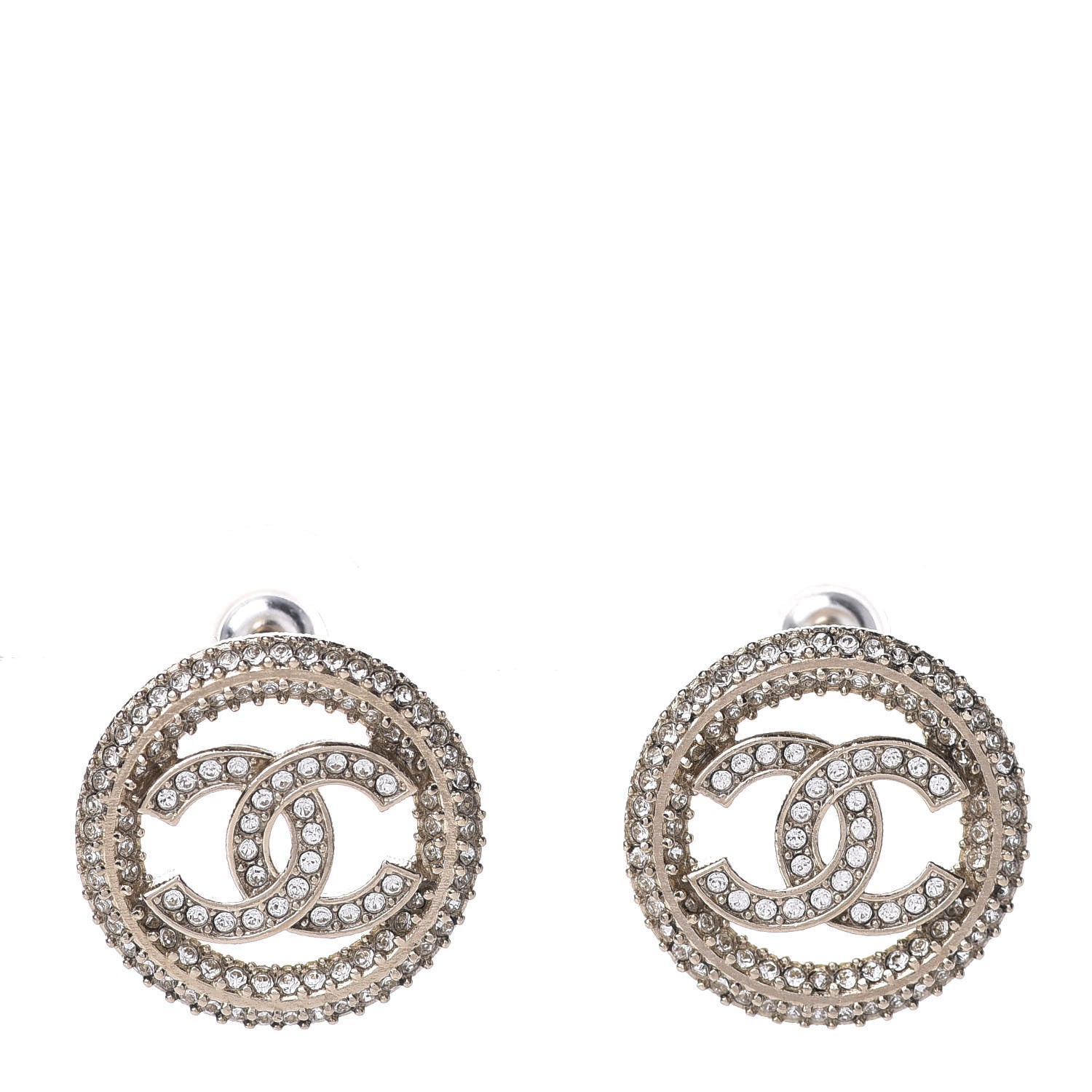 Chanel Crystal CC Vendome Round Earrings Gold 1 of 5