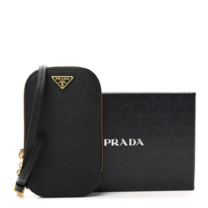 Prada Saffiano Triangle Mini Bag Black 35 of 35