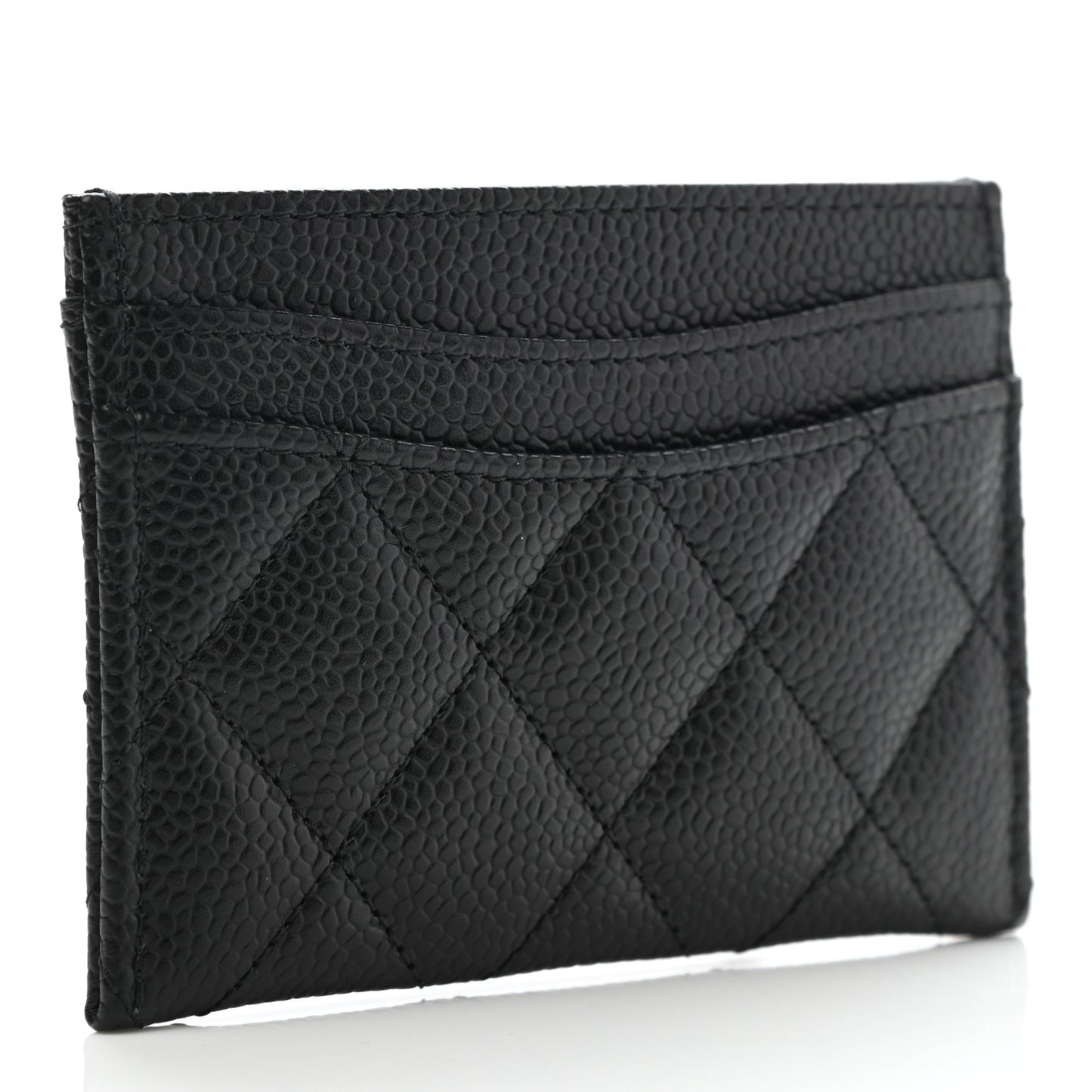 Caviar Quilted Card Holder Black
