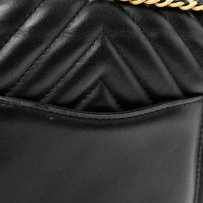 Chanel Lambskin Reverse Chevron Quilted Mini Round Top Handle Flap Black 11 of 11
