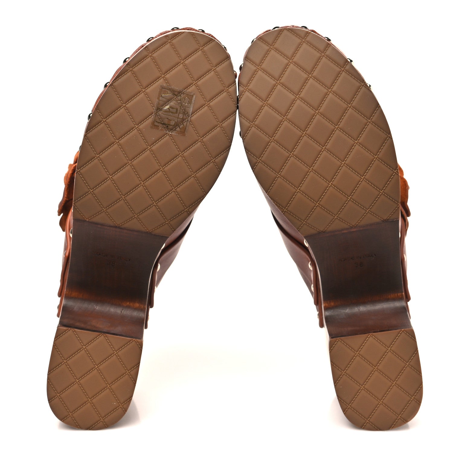 Chanel Calfskin Camellia Clogs 38  Brown 6 of 9