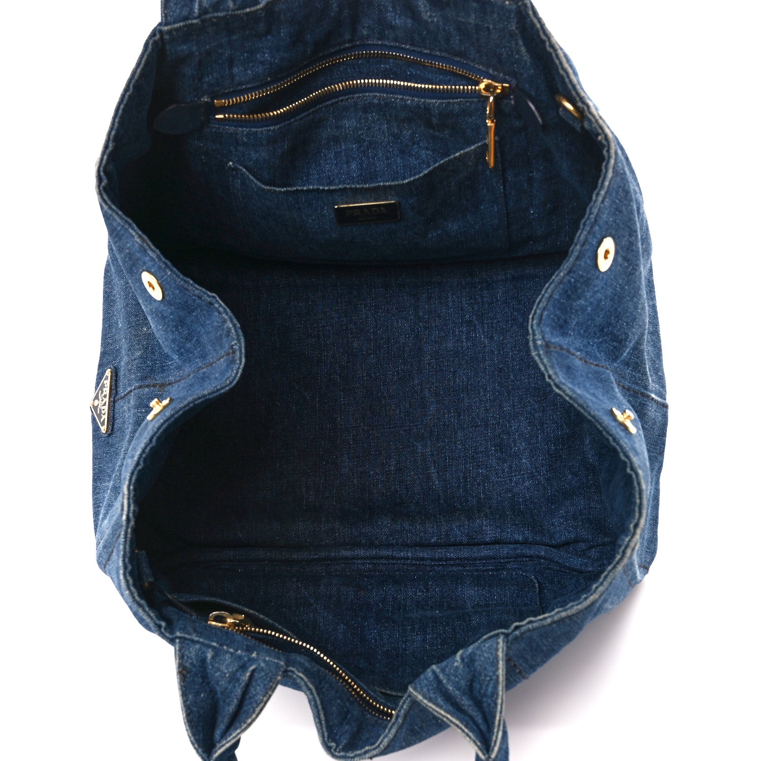 Prada Denim Logo Tote Bleu 5 of 13
