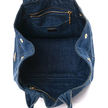 Prada Denim Logo Tote Bleu 5 of 13
