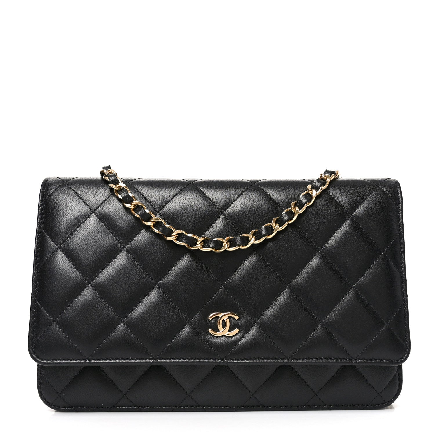 Chanel Lambskin Quilted Wallet On Chain WOC Black 1 of 11