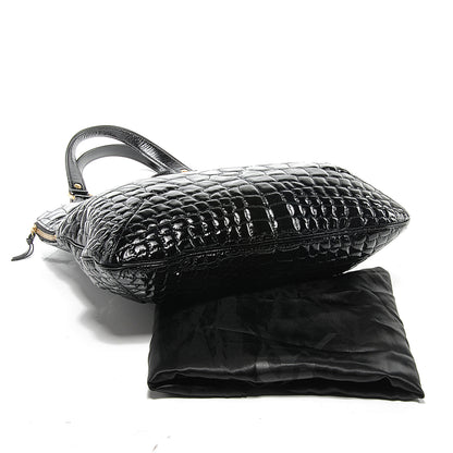Saint Laurent Patent Crocodile Embossed Tribute Tote Black 5 of 8
