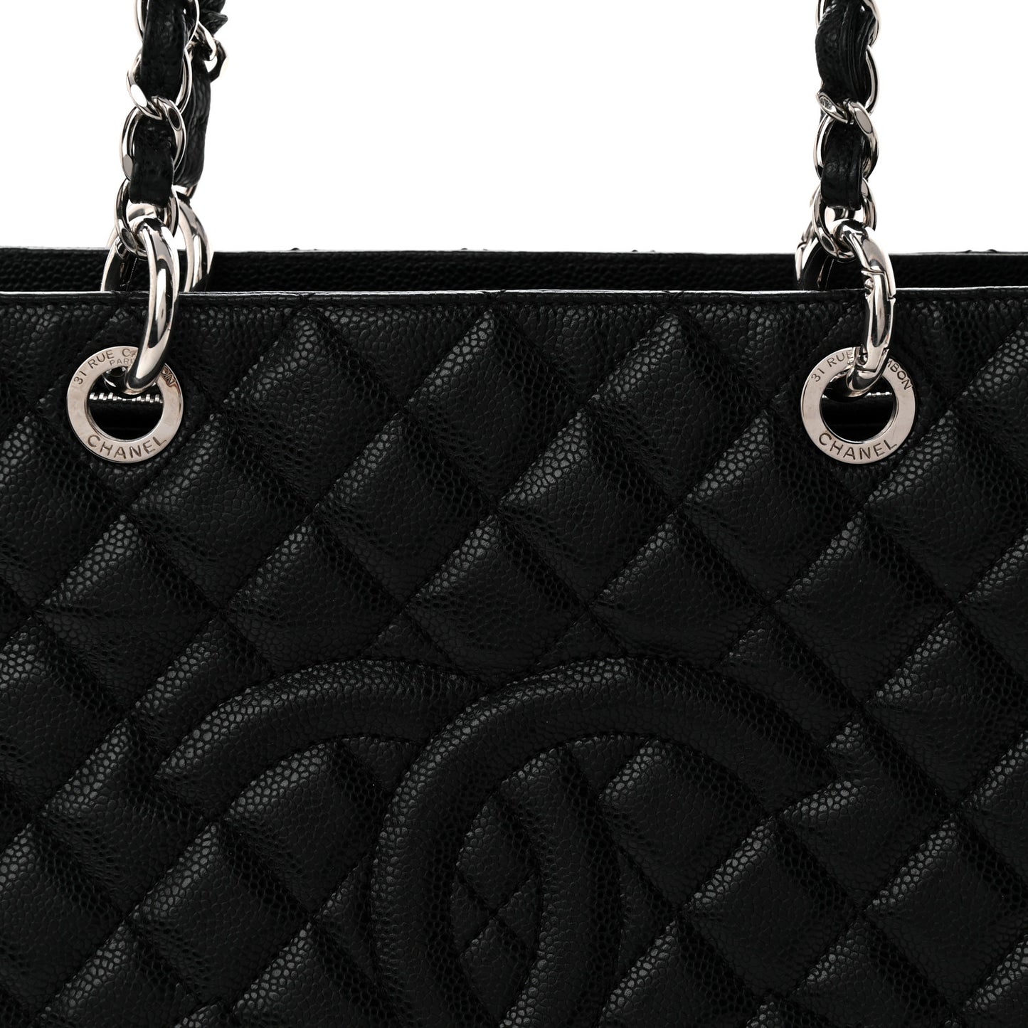 Caviar Quilted Grand Shopping Tote GST Black