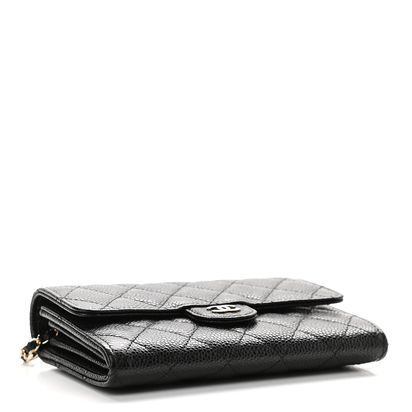 Caviar Quilted Classic Clutch With Chain Black