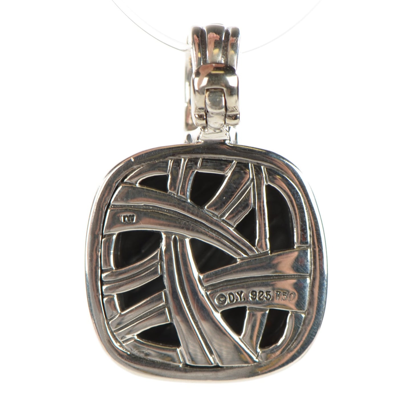 Sterling Silver 18K Gold 21mm Carved Cable Enhancer Pendant