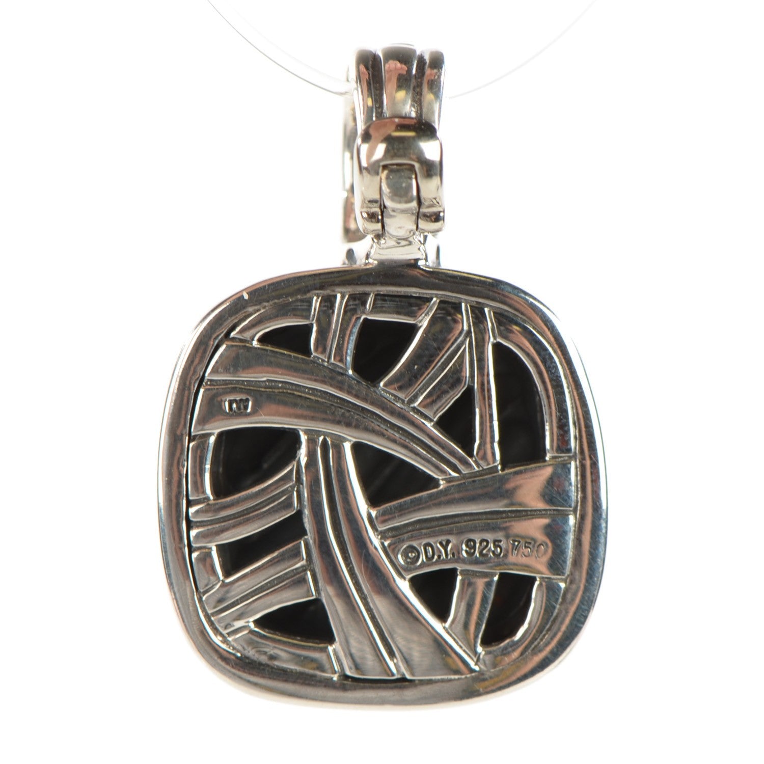 David Yurman Sterling Silver 18K Gold 21mm Carved Cable Enhancer Pendant 3 of 4