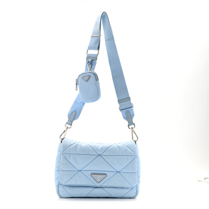 Prada Re-Nylon Quilted Padded Flap Shoulder Bag Celeste 1 of 20
