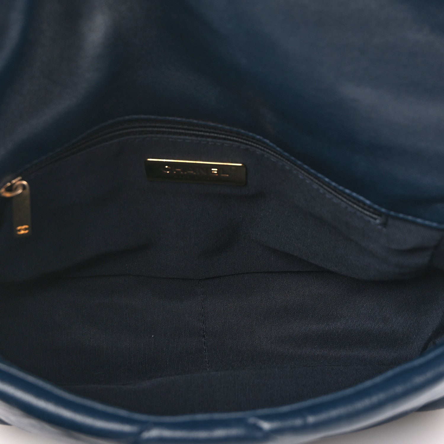 Chanel Goatskin Quilted Medium Chanel 19 Flap Navy Blue 5 of 10