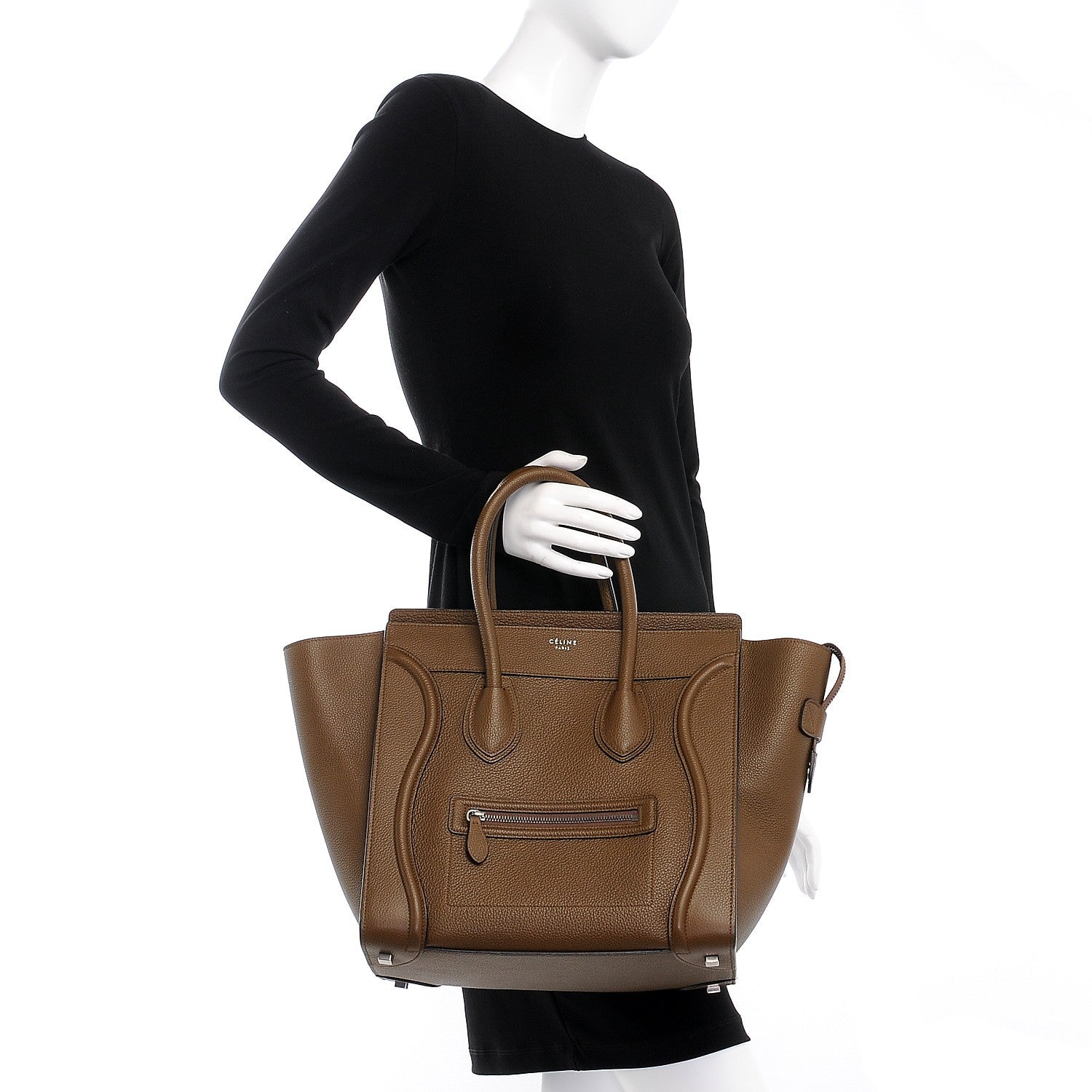 Celine Drummed Calfskin Mini Luggage Moss Green 2 of 9