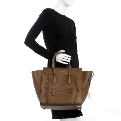 Celine Drummed Calfskin Mini Luggage Moss Green 2 of 9