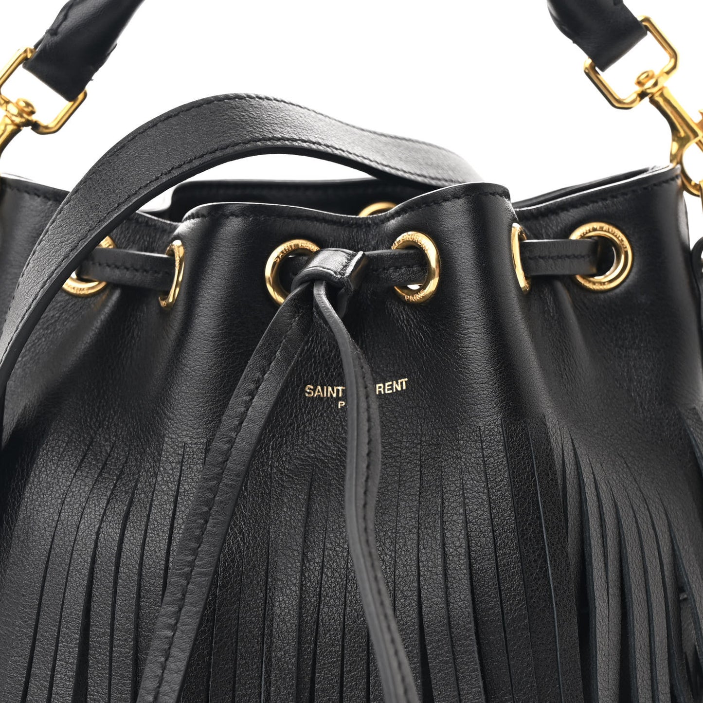 Calfskin Small Emmanuelle Fringe Hobo Bag Black