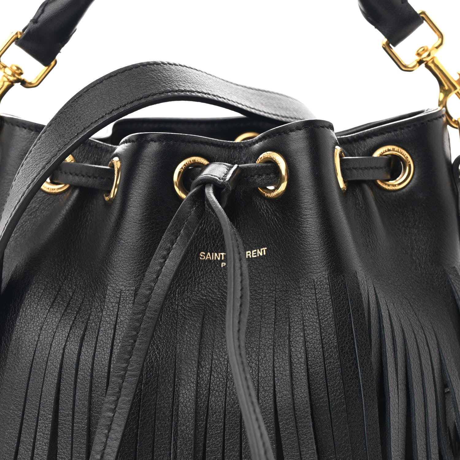Saint Laurent Calfskin Small Emmanuelle Fringe Hobo Bag Black 8 of 10