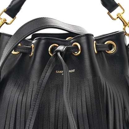 Saint Laurent Calfskin Small Emmanuelle Fringe Hobo Bag Black 8 of 10