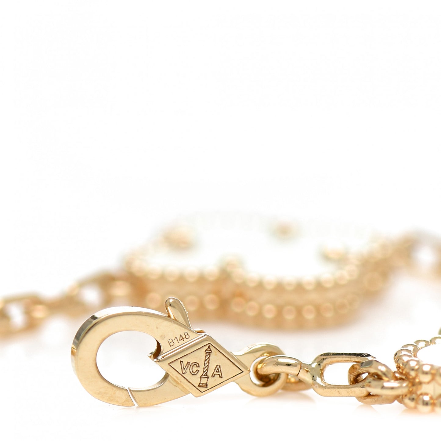 18K Yellow Gold Mother of Pearl 5 Motifs Vintage Alhambra Bracelet