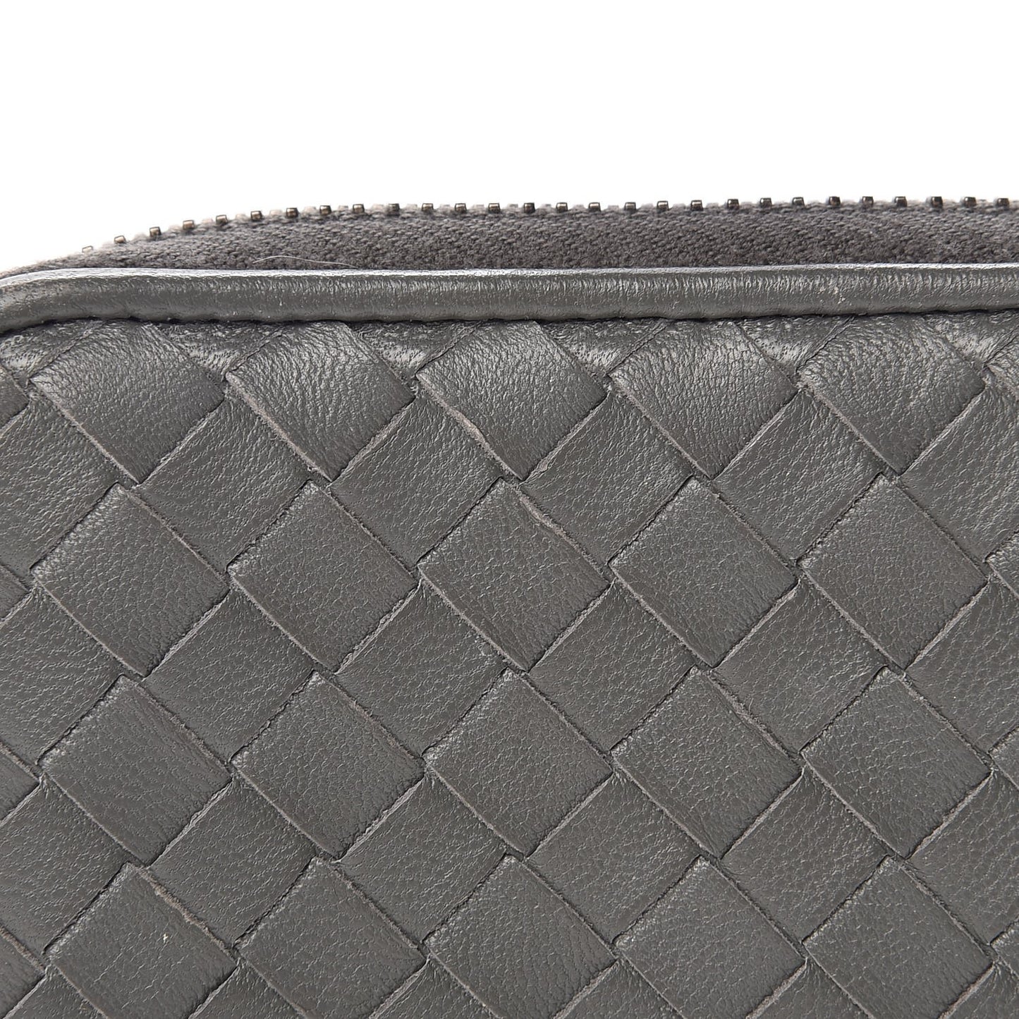 Nappa Intrecciato Zip Around Coin Purse Light Grey
