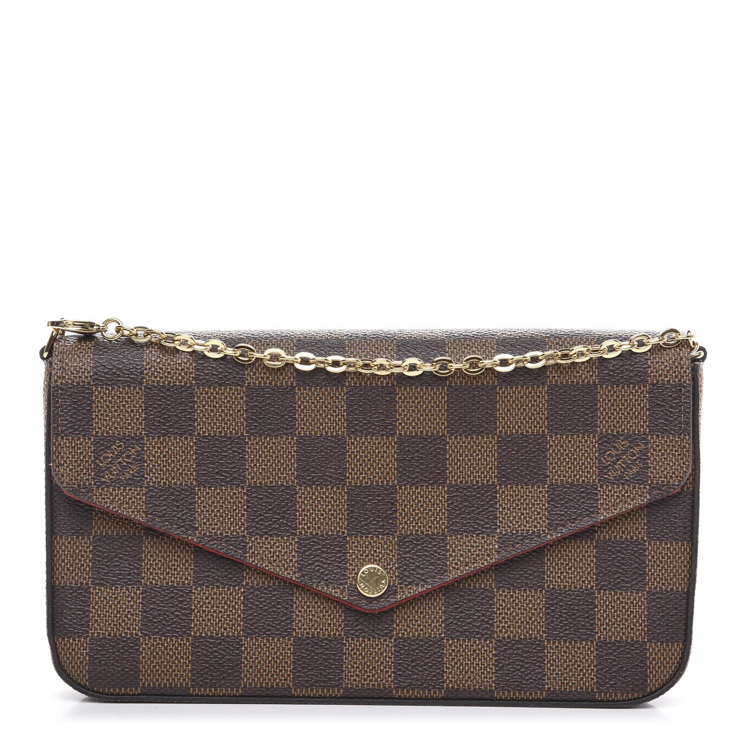 Louis Vuitton Damier Ebene Pochette Felicie Chain Wallet 1 of 12