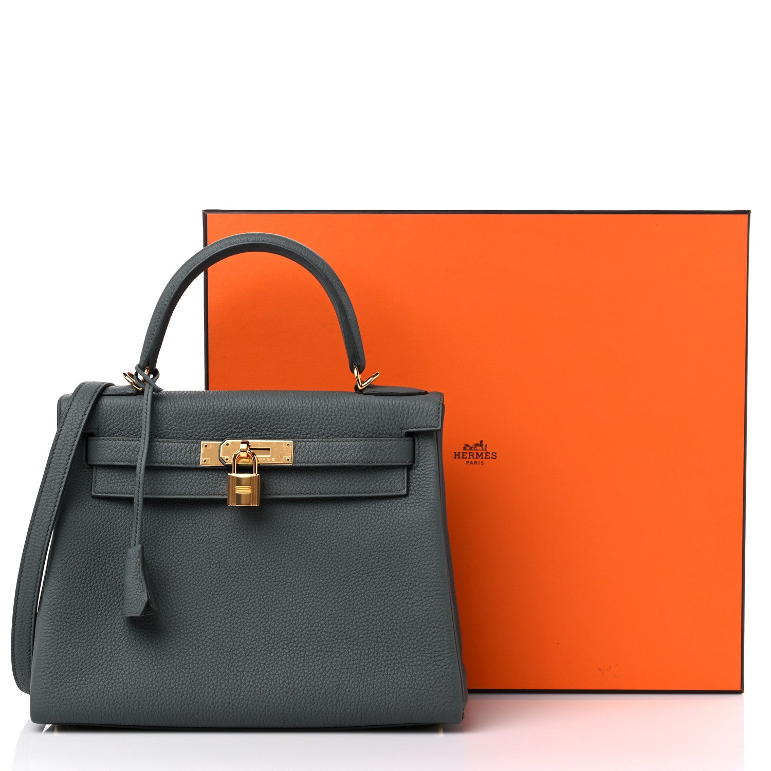 Hermes Togo Kelly Retourne 28 Vert Amande 10 of 12