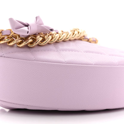 Chanel Shiny Caviar Quilted Bow Pouch Hobo Light Purple 9 of 10