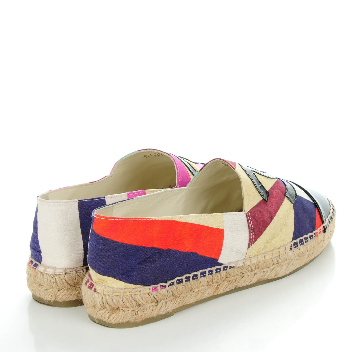 Fabric Striped Patent CC Espadrilles 38 Multicolor Black