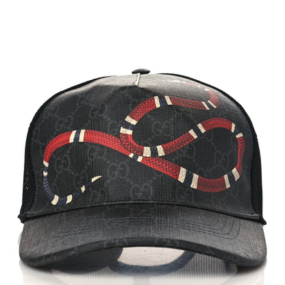 Gucci GG Supreme Monogram Kingsnake Print Baseball Hat XXL Black 2 of 9