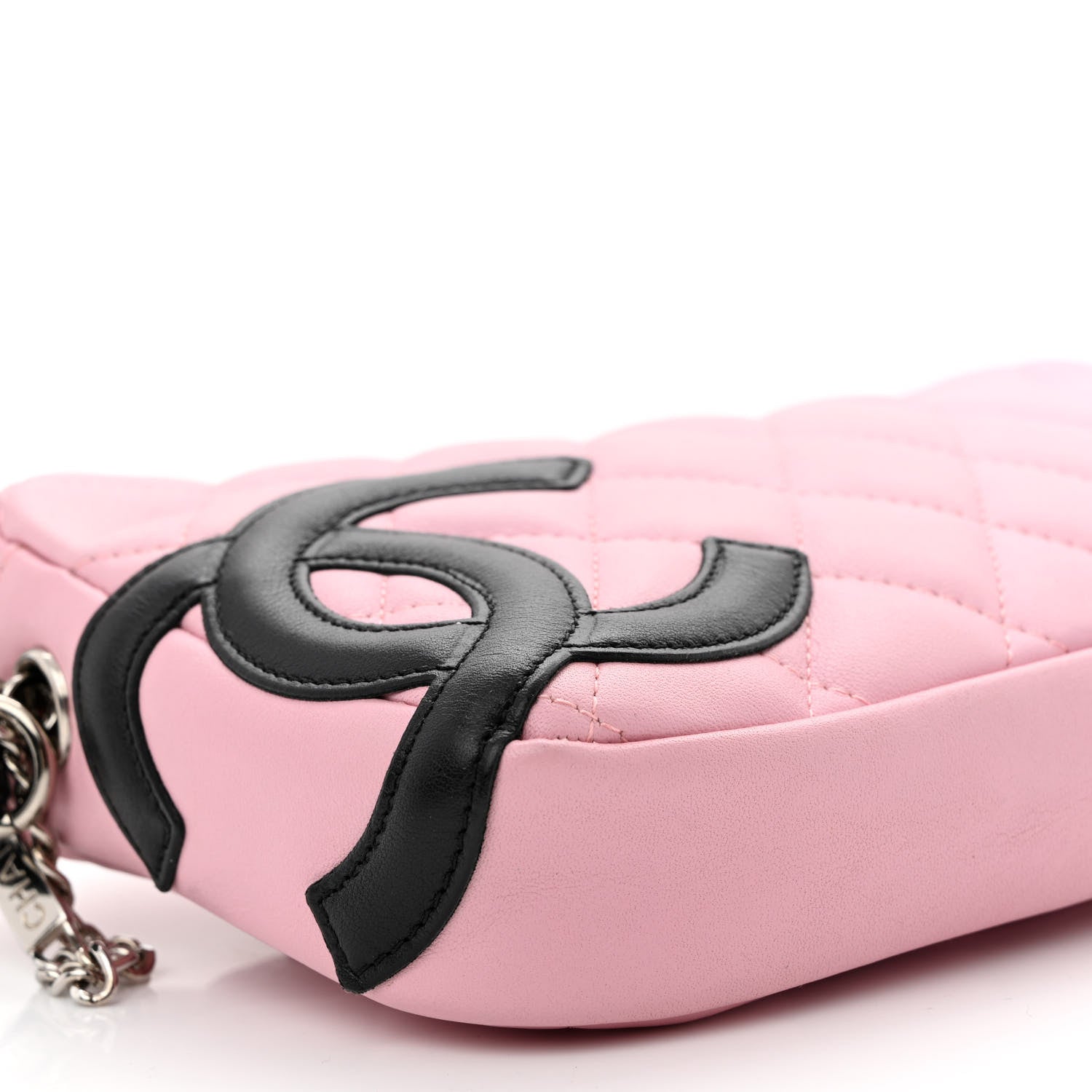 Chanel Calfskin Quilted Cambon Pochette Pink Black 9 of 12