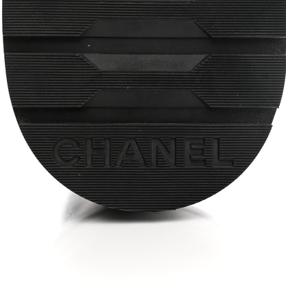 Chanel Shiny Goatskin Calfskin Quilted Lace Up Combat Boots 37.5 Black 6 of 13